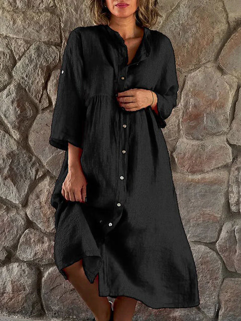 Aldonia - Baumwollkleid mit Knopfleiste für Frauen