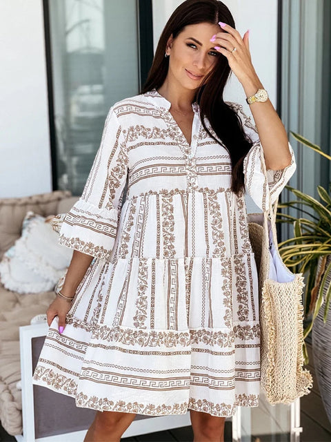 Danita - Minikleid mit V-Ausschnitt und Blumenmuster