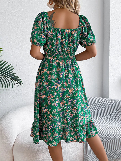 Vivian - Feminines Blumenkleid mit Puffärmeln