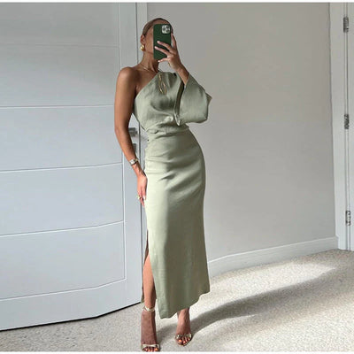 Rhea - Stilvolles und Elegantes Grünes Kleid für Damen