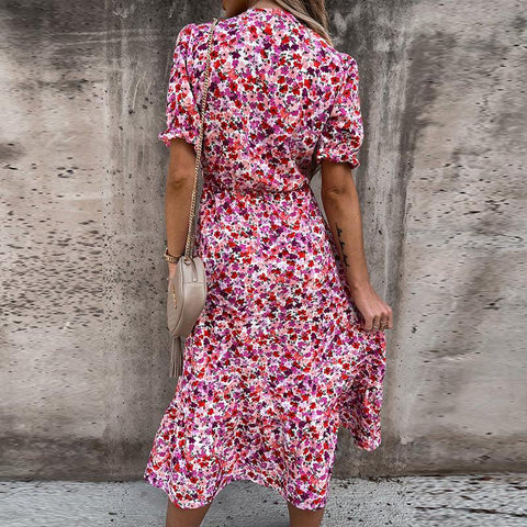 Miriam - Feminines Blumenkleid mit Puffärmeln
