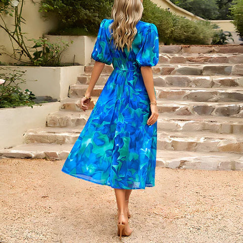 Maxine - Feminines Blumenkleid mit Puffärmeln