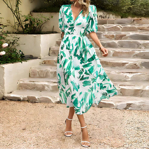 Maxine - Feminines Blumenkleid mit Puffärmeln