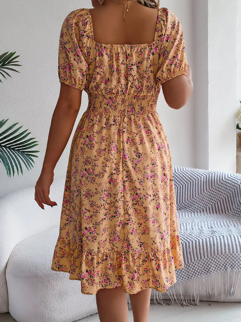 Vivian - Feminines Blumenkleid mit Puffärmeln