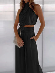 Adeline - Set aus ärmellosem Oberteil und Hose mit weitem Bein