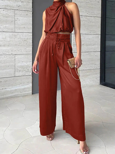 Adeline - Set aus ärmellosem Oberteil und Hose mit weitem Bein
