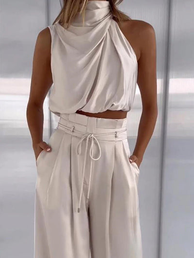 Adeline - Set aus ärmellosem Oberteil und Hose mit weitem Bein