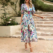 Maxine - Feminines Blumenkleid mit Puffärmeln