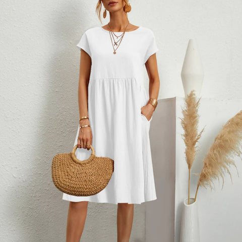 Dixie - Elegantes A-Linien-Kleid mit Rundhalsausschnitt für Frauen