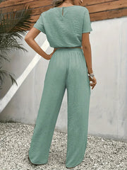 Amity - Crop-Top mit Fledermausärmeln und Hose mit Kordelzugtaille