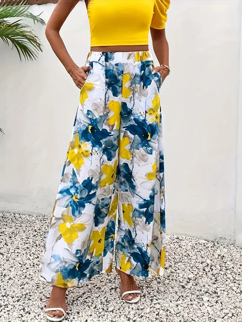 Clarice - Weite Hose mit Blumenmuster für Damen