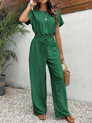 Amity - Crop-Top mit Fledermausärmeln und Hose mit Kordelzugtaille