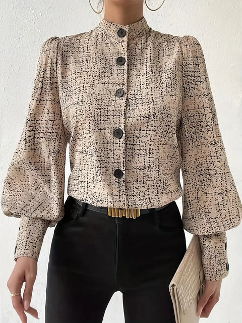 Monica - Bluse mit abstraktem Print und Rüschenbesatz