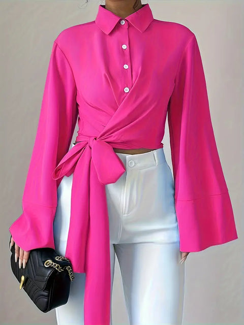 Dora - Button-Down-Hemd mit überkreuztem Knoten