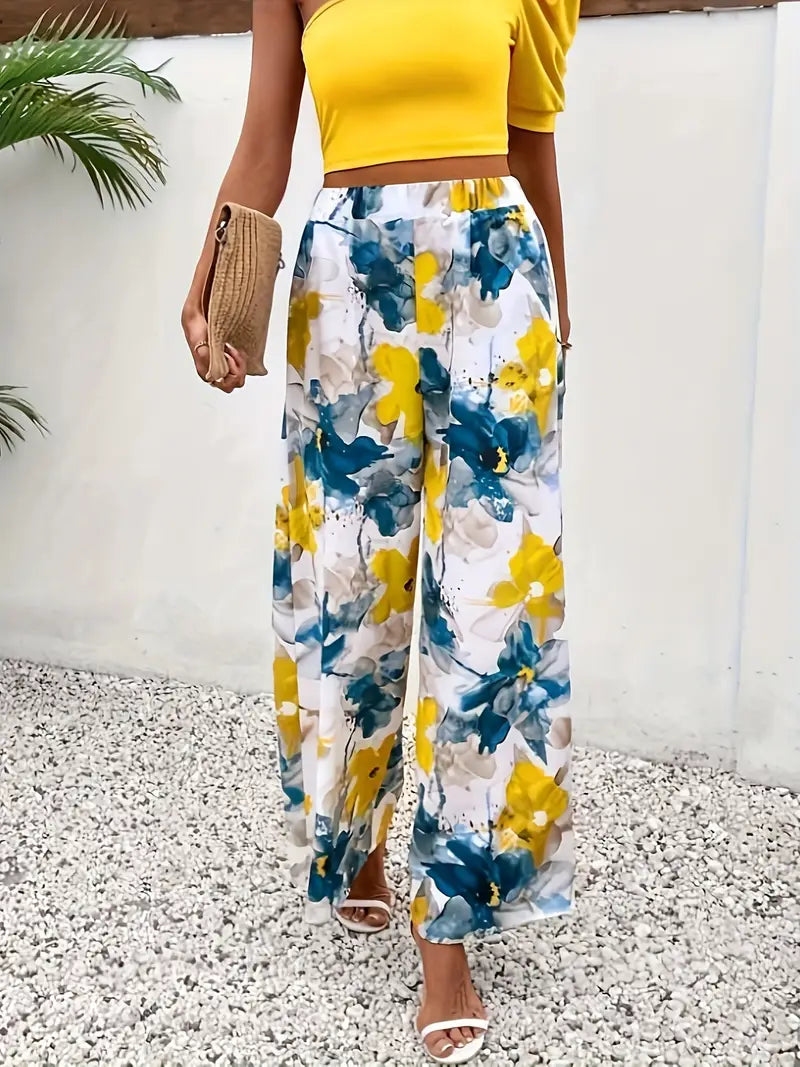 Clarice - Weite Hose mit Blumenmuster für Damen