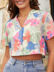 Clarine - Elegante Bluse mit Blumendruck und kurzen Ärmeln