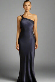 Maxine - Elegantes rückenfreies One Shoulder Kleid mit schrägem Kragen