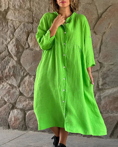 Aldonia - Baumwollkleid mit Knopfleiste für Frauen