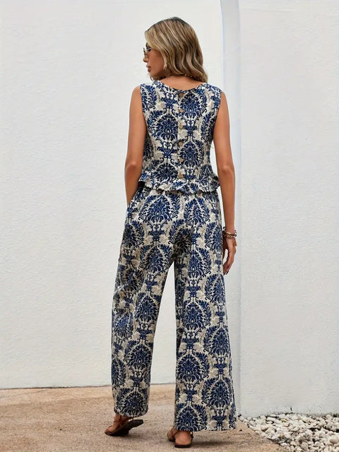 Thea - Set aus ärmellosem Oberteil und Hose mit weitem Bein