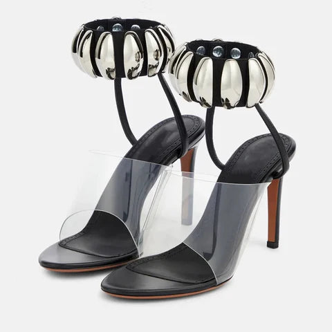 Jennie - Klare High Heels Sandalen mit Perlen für Frauen
