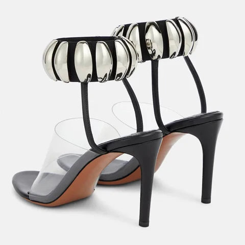 Jennie - Klare High Heels Sandalen mit Perlen für Frauen