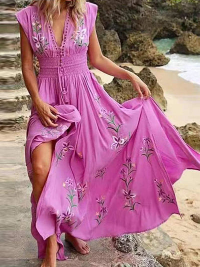 Zelma - Elegantes Maxikleid mit V-Ausschnitt