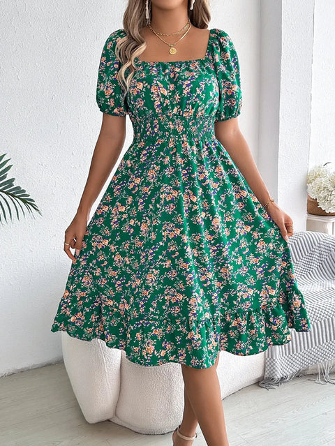 Vivian - Feminines Blumenkleid mit Puffärmeln