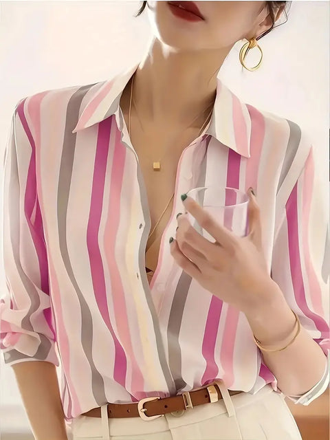 Teresa - Lässiges gestreiftes Button-Shirt für Damen