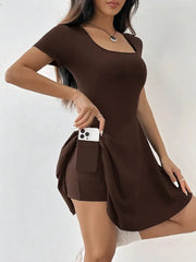 Zelma - Elegantes kurzärmeliges Kleid für Frauen