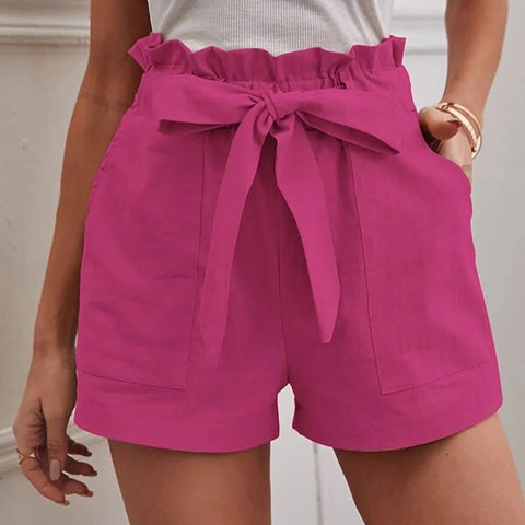 Penny - Baumwollshorts mit hoher Taille und Rüschenbesatz