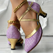 Marietta - Crisscross Schnalle Strap Chunky Mid Heels Schuhe