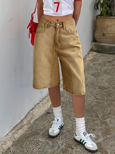Velva - Ombre Washed Bermuda Denim Shorts für Frauen