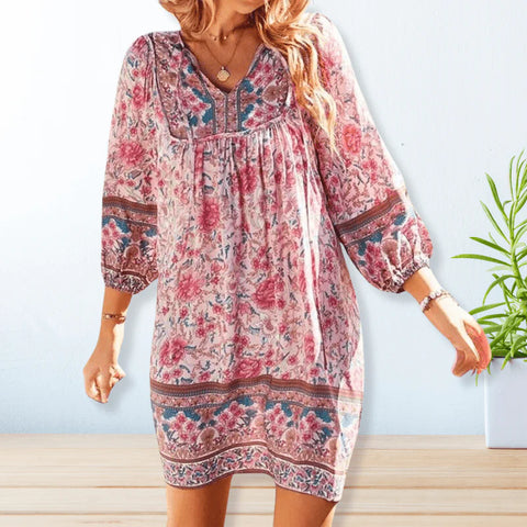 Araminta - Boho Kleid mit Print und Fließender Passform für Damen