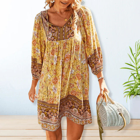 Araminta - Boho Kleid mit Print und Fließender Passform für Damen