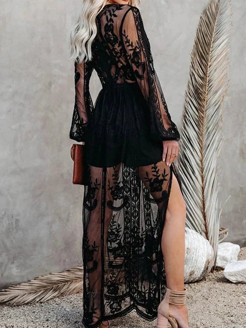 Suzanne - Elegantes und Fließendes Boho Spitzen-Maxikleid für Damen