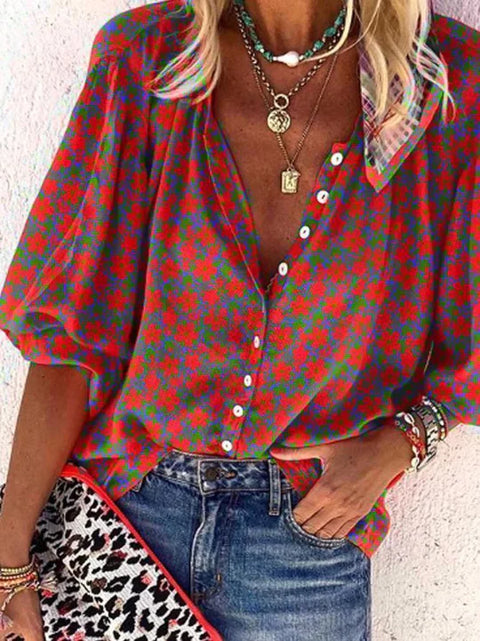 Maude - Geblümtes Top mit Vintage-Knöpfen